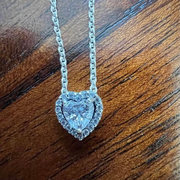 Authentic Pandora Sparkling Elevated Heart Necklace S925 ALE Sterling Silver NEW - Picture 4 of 10